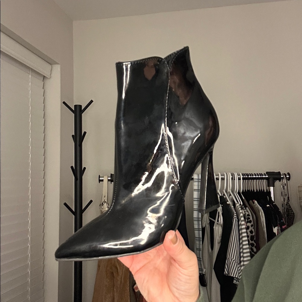 Nine West- Black Patent Leather Booty - Picture 2 of 3
